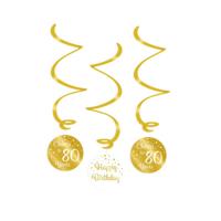 Hangdecoratie Swirls 80 Jaar Goud/Wit (3st) - thumbnail