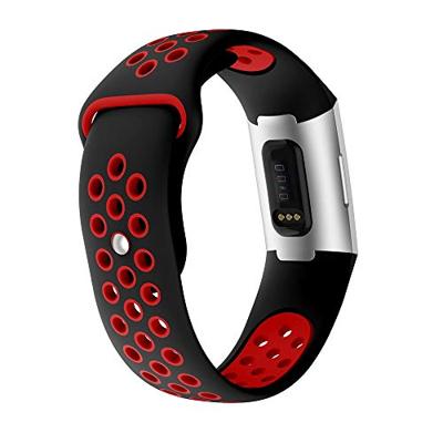 Fitbit Charge 3 & 4 siliconen DOT bandje - Rood / Zwart Maat: Small Fitbit Charge 3 & 4 siliconen DOT bandje - Rood / Zwart Maat: Small