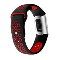Fitbit Charge 3 & 4 siliconen DOT bandje - Rood / Zwart Maat: Small - thumbnail