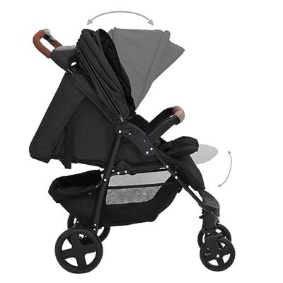 VidaXL Kinderwagen 2-in-1 staal antracietkleurig - thumbnail