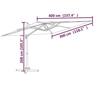 VidaXL Zweefparasol met led-verlichting 400x300 cm terracottakleurig