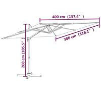 VidaXL Zweefparasol met led-verlichting 400x300 cm terracottakleurig - thumbnail