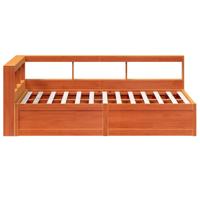 Bed met boekenkast zonder matras grenenhout wasbruin 135x190 cm - thumbnail