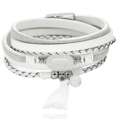 Deja Wikkelarmband Natuursteen & Kwastje - Wit Deja Wikkelarmband Natuursteen & Kwastje - Wit