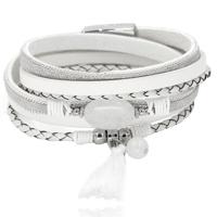 Deja Wikkelarmband Natuursteen & Kwastje - Wit - thumbnail