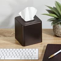 mDesign tissue doos – praktische papierendoekjeshouder voor in de badkamer - moderne vierkante tissuedoosje – metaal – brons - thumbnail