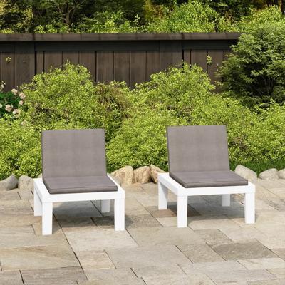 VidaXL Loungestoelen 2 st met kussens kunststof wit