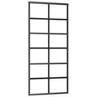 Schuifdeur 90x205 cm ESG-glas en aluminium zwart - thumbnail