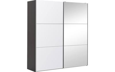 Goossens Kledingkast Easy Storage Sdk, 203 cm breed, 220 cm hoog, 1x 3 paneel glas schuifdeur li en 1x 3 paneel spiegel schuifdeur re