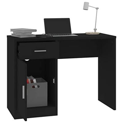Bureau met kast en lade 100x40x73 cm bewerkt hout zwart