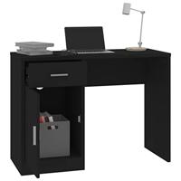 Bureau met kast en lade 100x40x73 cm bewerkt hout zwart - thumbnail