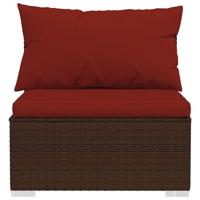 5-delige Loungeset met kussens poly rattan bruin - thumbnail