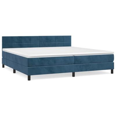 Boxspring met matras fluweel donkerblauw 200x200 cm