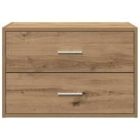 Kast met 2 lades 60x31x40 cm bewerkt hout artisanaal eikenkleur - thumbnail