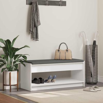 Halbank met kussen met plank met opslag Wit 100 x 38 x 46 cm