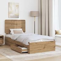 Bedframe met hoofdeinde Artisan Eiken 90 x 190 cm Bewerkt hout - thumbnail