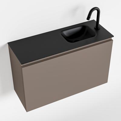 MONDIAZ OLAN 80cm toiletmeubel smoke. LEX wastafel urban rechts 1 kraangat