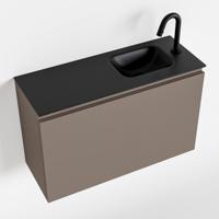 MONDIAZ OLAN 80cm toiletmeubel smoke. LEX wastafel urban rechts 1 kraangat - thumbnail