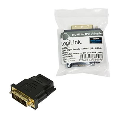 LogiLink AH0001 HDMI / DVI Adapter [1x HDMI-bus - 1x DVI-stekker 24+1-polig] Zwart 0 mm