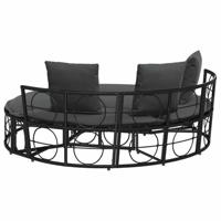 Loungebed voor buiten zonder luifel poly rattan zwart - thumbnail