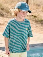 T-shirt zebra korte mouwen jongen petrolblauw - thumbnail