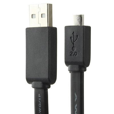 Platte noodles stijl USB 2.0 A mannetje naar Micro 5pin data overdracht kabel Lengte: 1.5 meter (zwart)