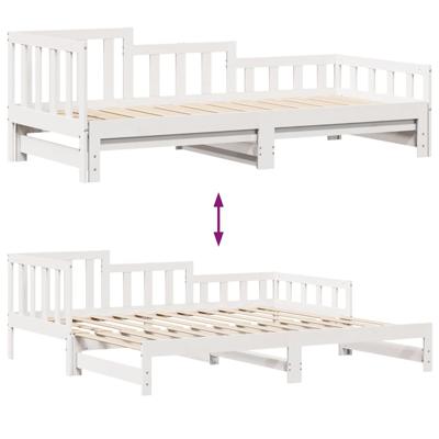 Slaapbank met onderschuifbed/lades zonder matras 90x190 cm wit - thumbnail