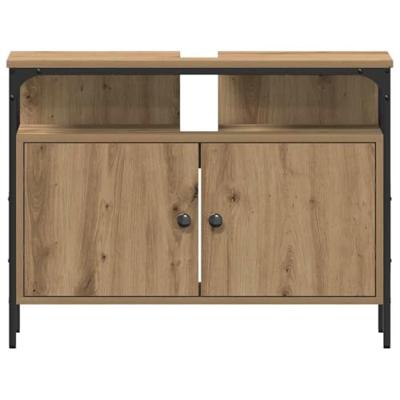 Badkamermeubelset met plank met opslag 3 pcs Bruin Bewerkt hout
