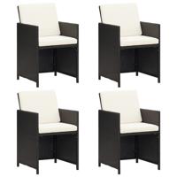 Tuinstoelen 4 st poly rattan zwart - thumbnail