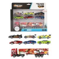 Toi-Toys Metal vrachtwagen met 6 raceauto&apos;s - thumbnail