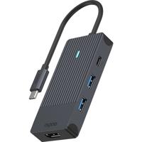 Rapoo UCM-2001 USB-C Adapter 4-in-1 USB Hub Zwart - thumbnail