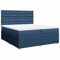 Boxspring met matras stof blauw 200x200 cm - thumbnail