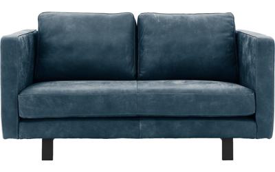 Goossens Excellent Bank Nuance blauw, leer, 2,5-zits, urban industrieel