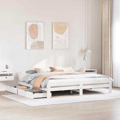 Bedframe zonder matras massief grenenhout wit 200x200 cm