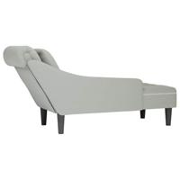 Chaise longue met kussen & rechterarmleuning fluweel lichtgrijs - thumbnail