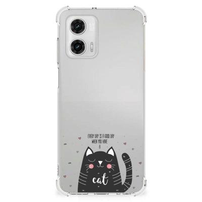 Motorola Moto G73 Stevig | Bumper Hoesje | Cat Good Day Motorola Moto G73 Stevig | Bumper Hoesje | Cat Good Day