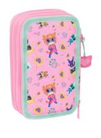 Driedubbele Pennenzak SuperKitties Roze Turkoois 12,5 x 19,5 x 5,5 cm 37 Onderdelen - thumbnail