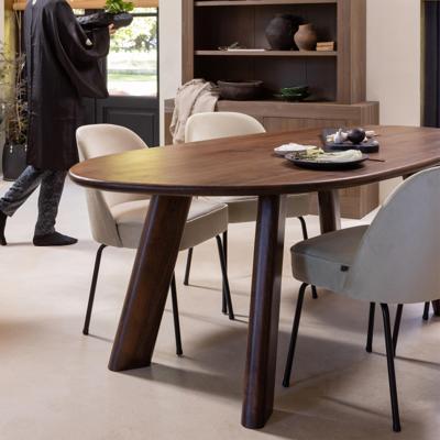 WOOOD Organische Eettafel 'Roundly' Mangohout, 200 x 100cm, kleur Walnoot WOOOD Organische Eettafel 'Roundly' Mangohout, 200 x 100cm, kleur Walnoot