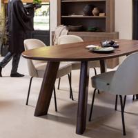 WOOOD Organische Eettafel 'Roundly' Mangohout, 200 x 100cm, kleur Walnoot - thumbnail