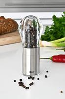 AdHoc Peper of Zoutmolen Eddi - Geborsteld - Rvs/Acrilaat - Ø 6 x 15,5 cm - Zilverkleurig - thumbnail