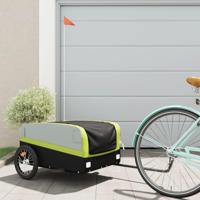 VidaXL Fietstrailer 45 kg ijzer zwart en groen - thumbnail