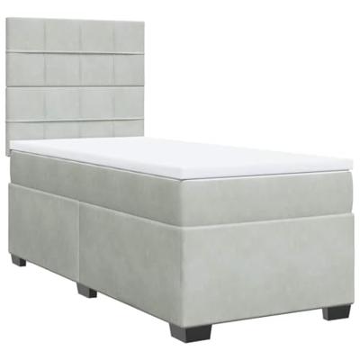 Boxspring met matras fluweel lichtgrijs 100x200 cm