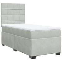 Boxspring met matras fluweel lichtgrijs 100x200 cm - thumbnail