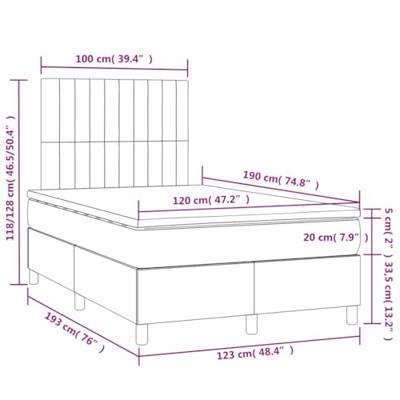 Boxspring met matras en LED stof lichtgrijs 120x190 cm