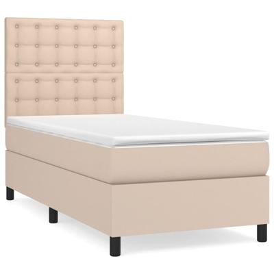 Boxspring met matras kunstleer cappuccinokleurig 90x190 cm