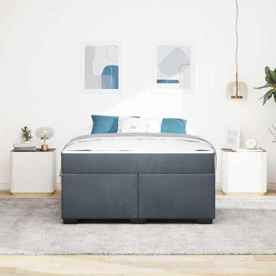 Bedframe met matras Anders Donkergrijs 140 x 200 cm Fluweel