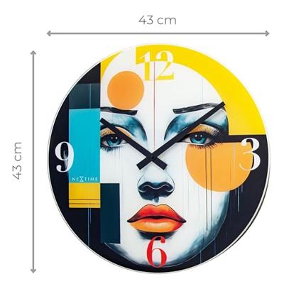 Wandklok 43cm-Geruisloos-Meerkleurig-Glas-NeXtime 'Vogue' Wandklok 43cm-Geruisloos-Meerkleurig-Glas-NeXtime 'Vogue'