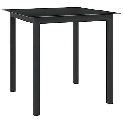 VidaXL Tuintafel 80x80x74 cm aluminium en glas zwart