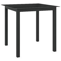 VidaXL Tuintafel 80x80x74 cm aluminium en glas zwart - thumbnail