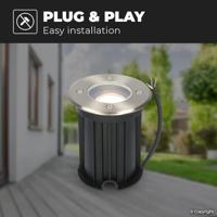 Set van 9 Maisy LED Grondspot - Dimbaar - Rond - Ø12cm - GU10 - 4 Watt 345 Lumen - 6500K daglicht wit - RVS - IP67 waterdicht - Tuinspot - Oprit - thumbnail